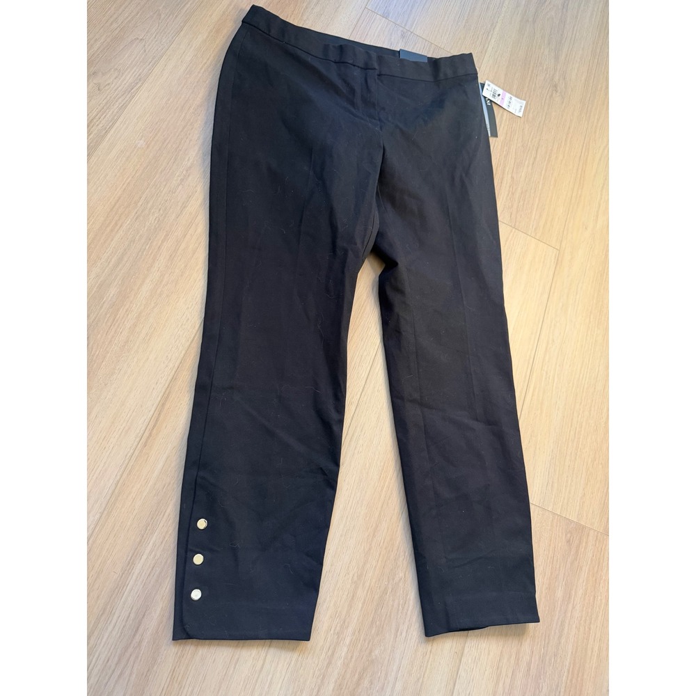 INC International Concepts Women 6 Black Ankle Comfort Waist Pants Gold Buttons